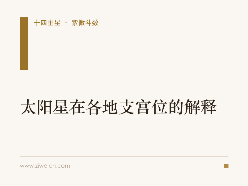 太阳星在各地支宫位的解释