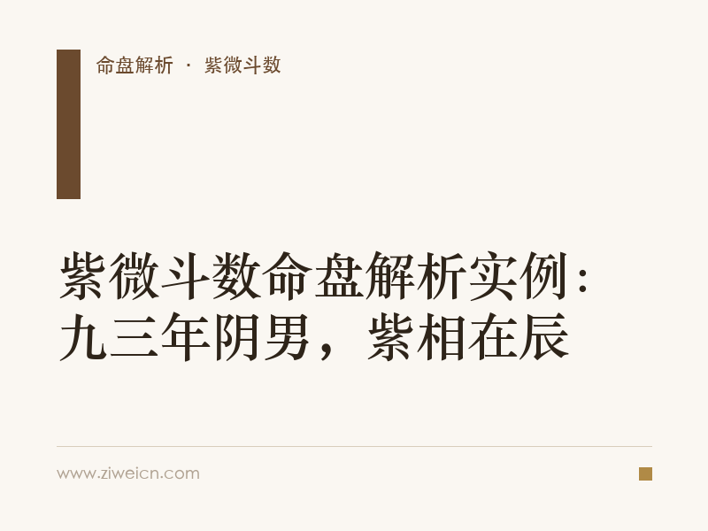 紫微斗数命盘解析实例：九三年阴男，紫相在辰