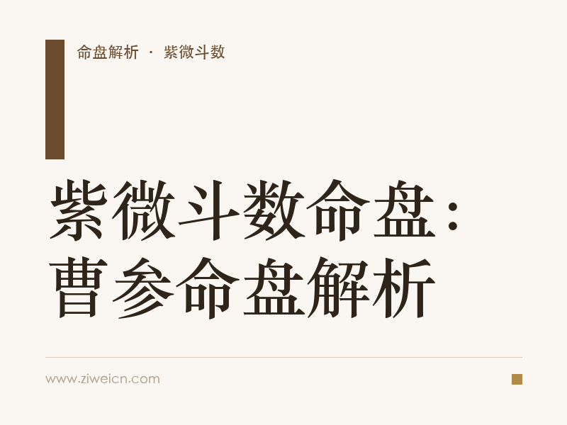 紫微斗数命盘：曹参命盘解析