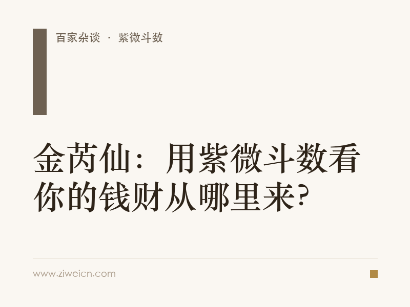 金芮仙：用紫微斗数看你的钱财从哪里来？