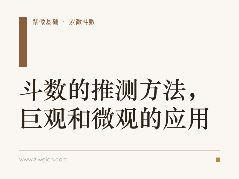 斗数的推测方法，巨观和微观的应用