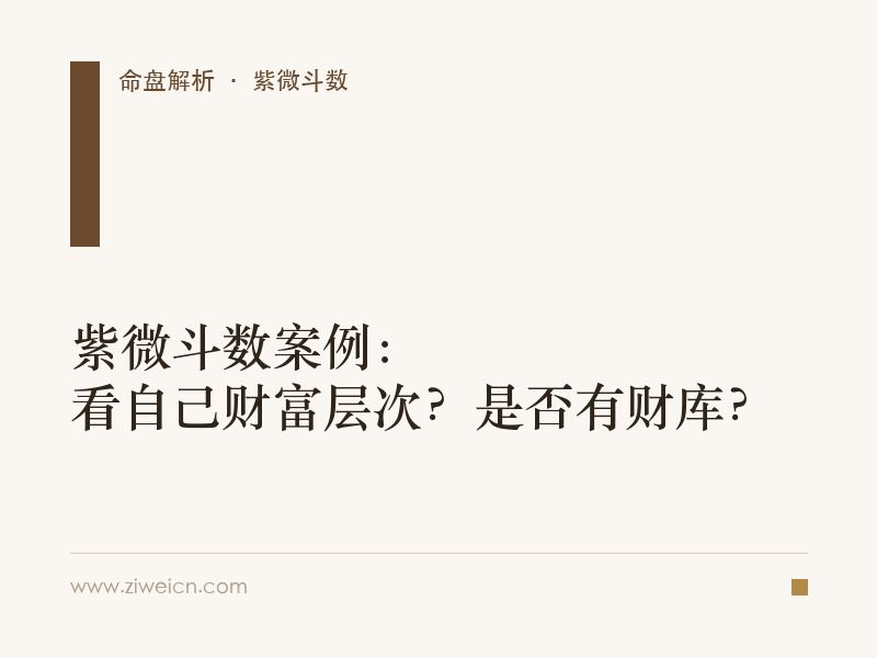 紫微斗数案例：看自己财富层次？是否有财库？